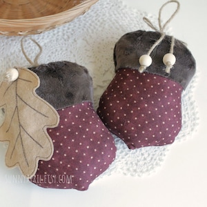 Fabric Acorns Bowl Fillers Set of 2 Autumn Decor Fall Hanging Accents Handmade #2