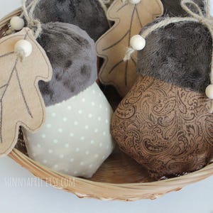 Fabric Acorns Bowl Fillers Set of 2 Autumn Decor Fall Hanging Accents Handmade #3