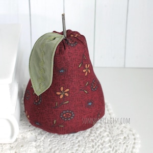 Red Pear Fabric Pear Bowl Filler Decor Stuffed Fruit Farmhouse Decor Handmade