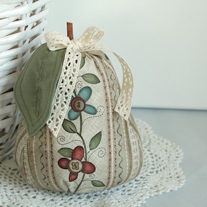 Cotton Pear Blooms and Buttons Kitchen Decor Stuffed Fruit Farmhouse Decor Handmade