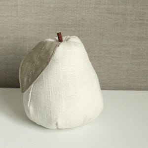 White Primitive Pear Bowl Filler Linen Pear Farmhouse Decor Handmade