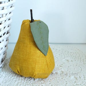 Yellow Pear Bowl Filler Fabric Pear Stuffed Fruit Farmhouse Decor Handmade