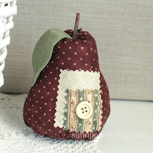 Fall Pear Fabric Pear Bowl Filler Decor Stuffed Fruit Kitchen Decor Handmade