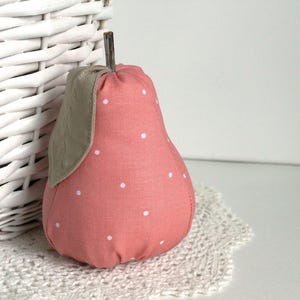 Pink Pear Fabric Pear Bowl Filler Summer Decor Stuffed Fruit Cottage Style Farmhouse Decor Handmade