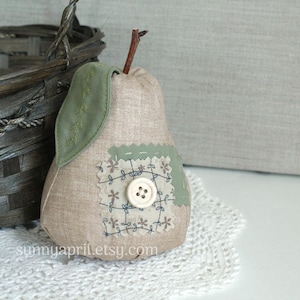 Country Pear Fabric Pear Bowl Filler Decor Stuffed Fruit Kitchen Decor Handmade
