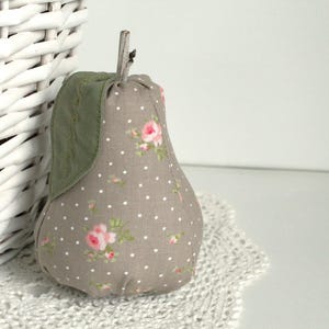 Pink Rose Tan Pear Fabric Pear Bowl Filler Summer Decor Stuffed Fruit Cottage Style Farmhouse Decor Handmade