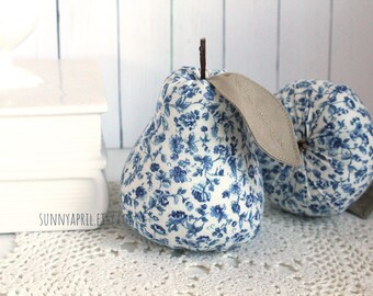 Floral Fabric Pear, Farmhouse Bowl Filler Decor