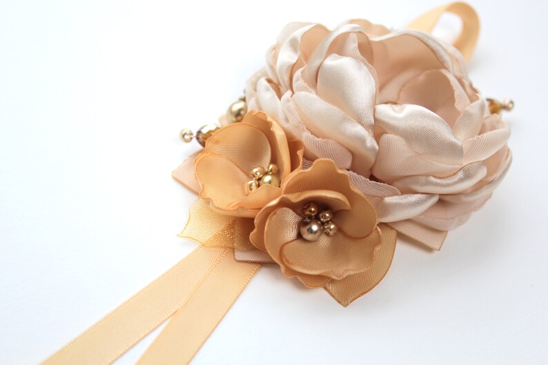 Champagne Gold Wrist Corsage Prom Wedding Wrist Corsage Etsy