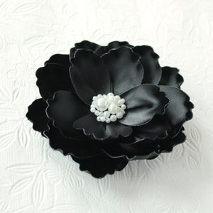 Black Flower Hair Clip Handmade
