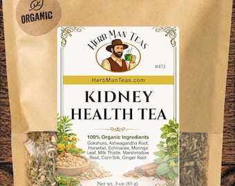 KIDNEY HEALTH TEA Premium Artisan Organic Tea for Daily Support with Gokshura, Corn Silk, Marshmallow, Horsetail By Master Herbalist Khabir