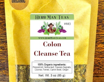 TÈ DETERGENTE PER IL COLON - Tè biologico artigianale di alta qualità per l'eliminazione e il supporto digestivo - Senna, menta piperita, finocchio. Prodotto dal maestro erborista Khabir.