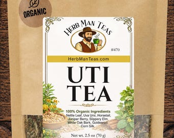 UTI TEA Premium Artisan Organic Tea for Urinary and Bladder Comfort with Nettle, Uva Ursi, Corn Silk, Goldenrod By Master Herbalist Khabir