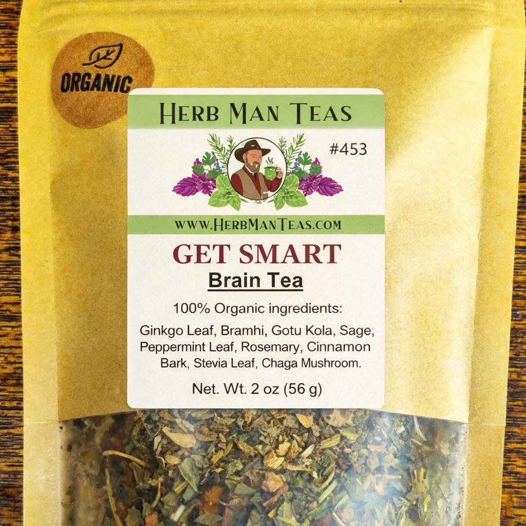 BRAIN TEA – Premium Artisan Focus N Memory Support Herbal Tea- Ginkgo ...
