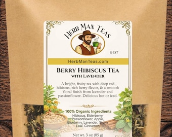 Organic BERRY HIBISCUS TEA | Apple & Lavender | Caffeine-Free | Summer Drink