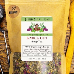 SLEEPING TEA Premium Artisan Organic Sleep Tea for Rest and Relaxation with Valerian, Chamomile, Lemon Balm By Master Herbalist Khabir