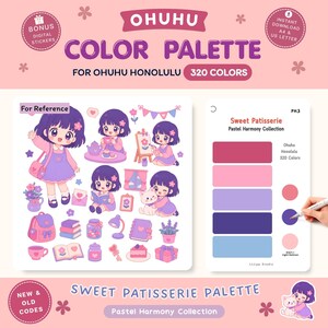 Ohuhu Color Palette 320 Markers | Printable Color Reference | Sweet Patisserie  | Pre-Colored & Blank | New + Old Codes | PDF A4 + US Letter