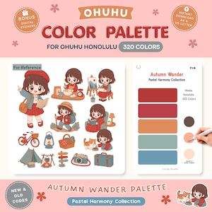 Ohuhu Color Palette 320 Markers | Printable Color Reference | Autumn Wander | Pre-Colored & Blank | New + Old Codes | PDF A4 + US Letter