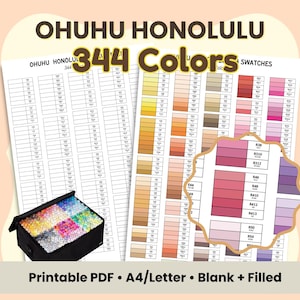 Ohuhu Honolulu 344 Marker-Farbkarte | Blanko & Vorbefüllt (A4 Digitaler Download)