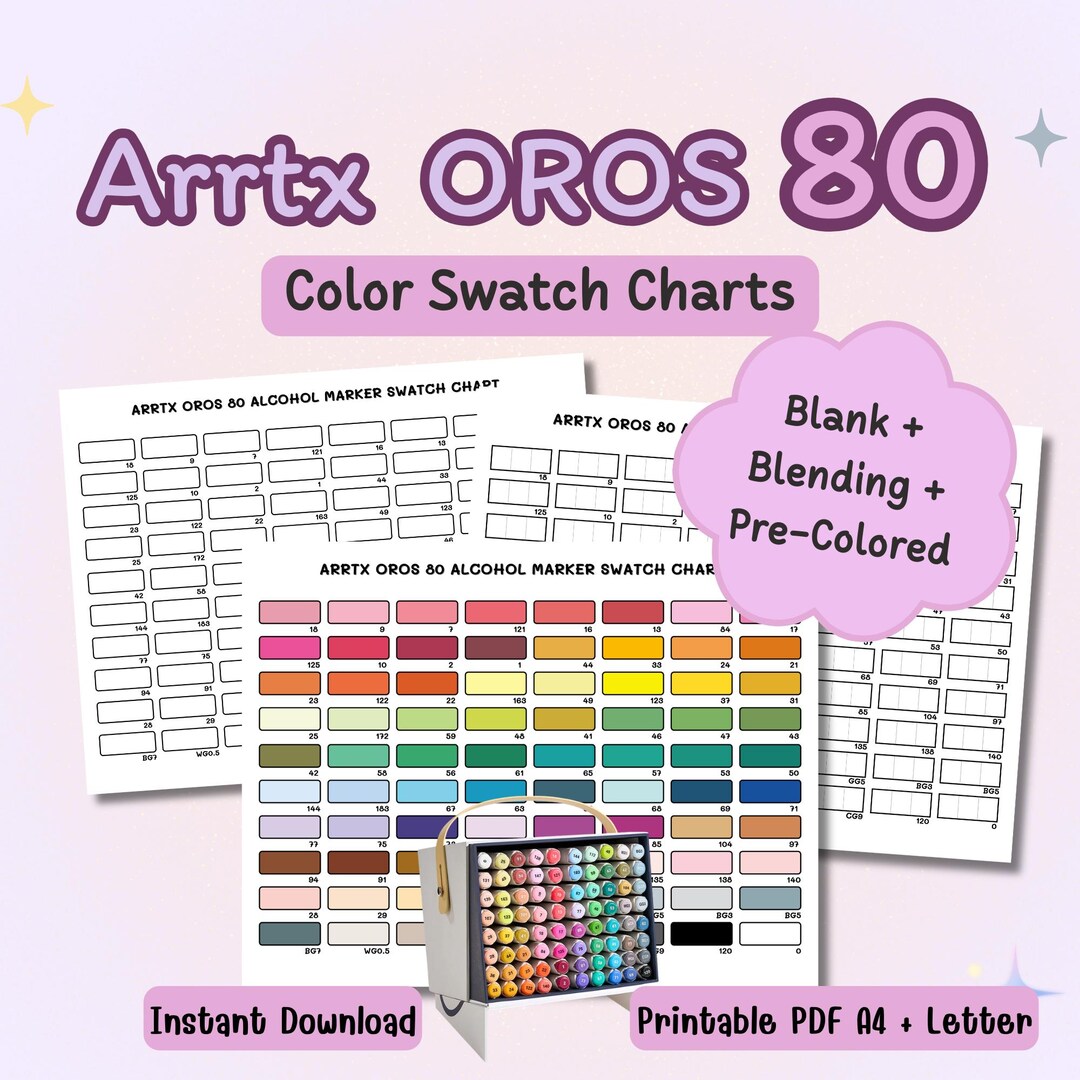 Reference Swatch Arrtx OROS 80 Marker Swatch Charts | Blank, Blending, Pre-colored ...