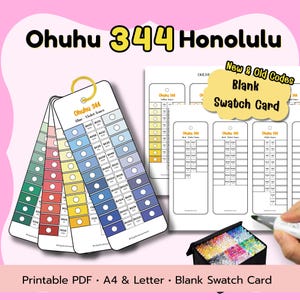 Ohuhu Honolulu 344 Color Cards | Hole+No Hole Version | Printable Swatch Cards | A4 PDF | New & Old Codes