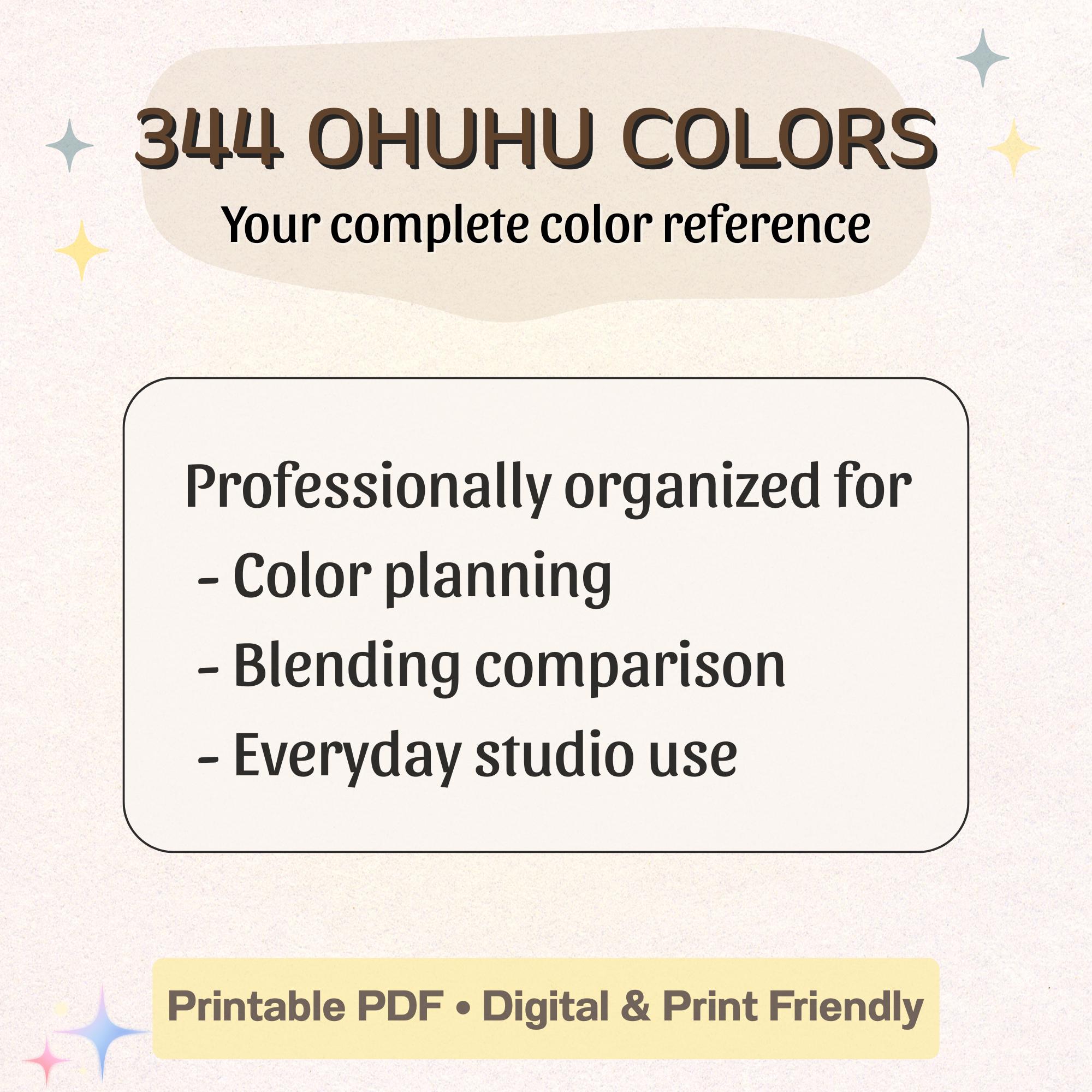 Ohuhu Honolulu 344 Marker Color Chart | Blank & Pre-filled (A4 Digital ...