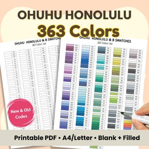Ohuhu Honolulu 363 Colors | Color Swatch Chart | Blank & Pre-Filled | New + Old Codes | Official Color Data | Printable PDF A4 Letter