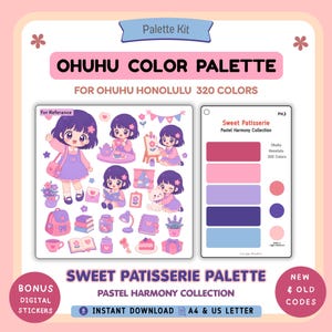 Ohuhu kleurenpalet voor 320 stiften | Printbare kleurenreferentie | Blanco kleurplaat | Nieuwe en oude codes | Sweet Patisserie