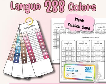 Tarjeta de muestras de marcadores Languo 288 / En blanco con códigos / Tabla de colores imprimible en PDF (A4/Carta)