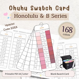 Ohuhu 168 Marker Swatch Chart, Honolulu & B Series (Digital Download)