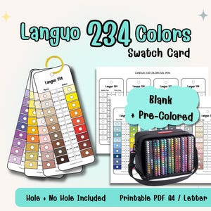 Languo 234 Gel Pen Swatch Card | Blank, Pre-Colored (Digital Download)