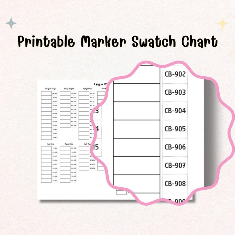 Reference Swatch Languo 288 Swatch Chart Printable, A4 Letter PDF, Marker Reference ...