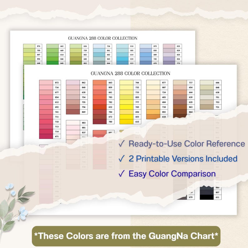 Guangna 288 Color Swatch Chart , Printable PDF, Blank & Pre-colored ...