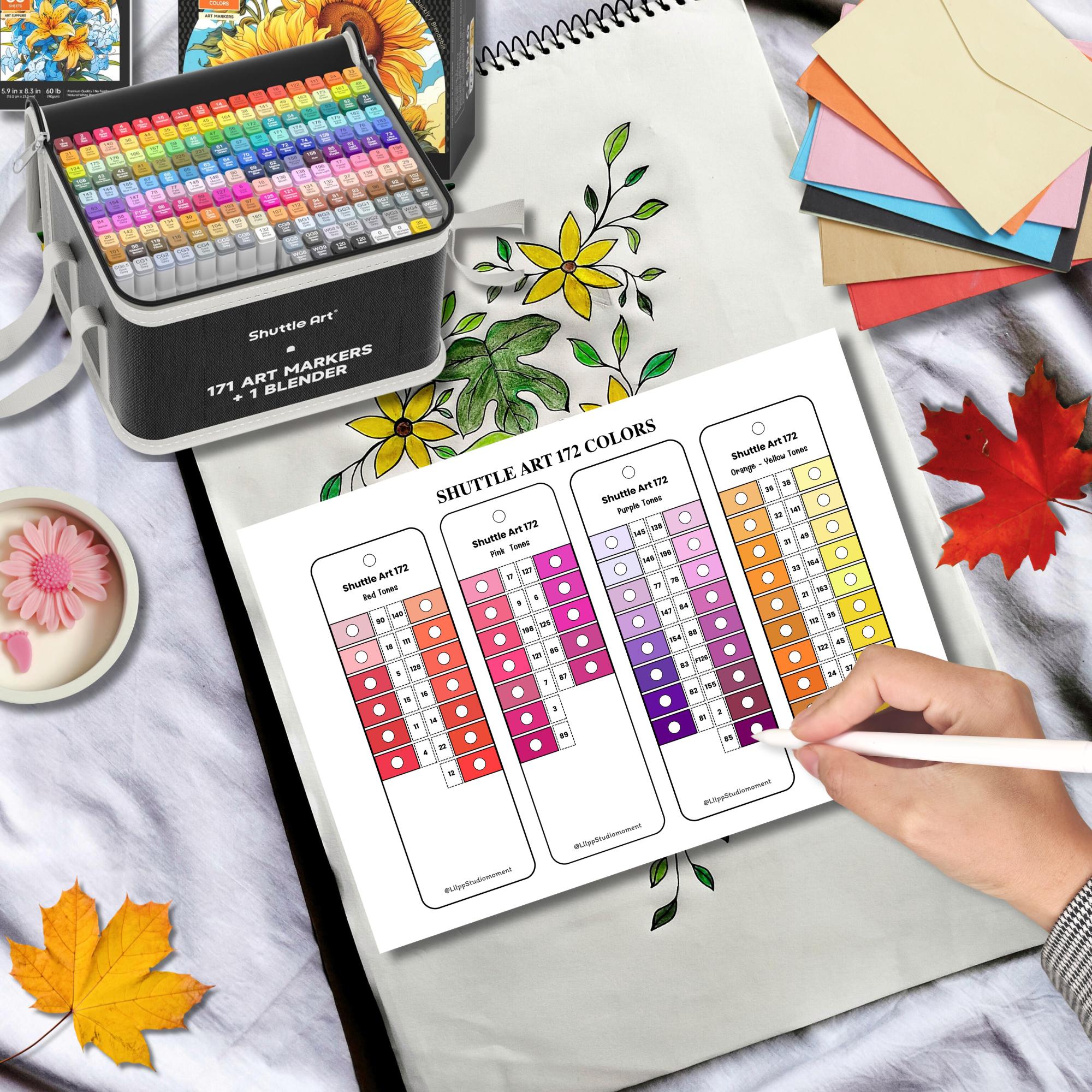 Shuttle Art 172 Marker Swatch Chart | Alcohol Color Reference Sheet ...