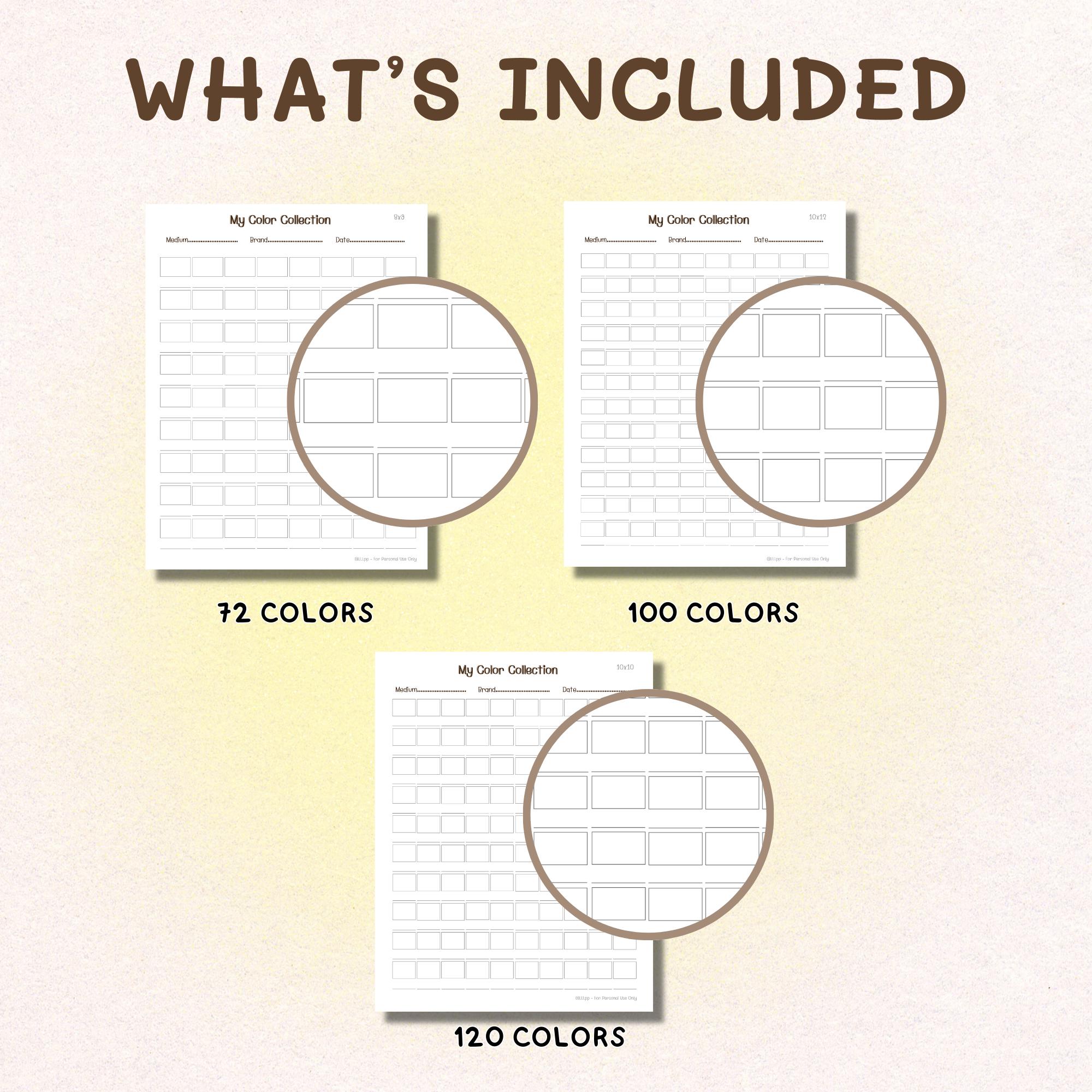 Printable Color Swatch Chart | Art Supply Organizer (digital Download ...