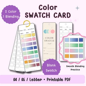2 Color Swatch Cards Printable | Alcohol Marker Blend Practice | A4 A5 US Letter | Color Combination Tracker | Marker Swatch Chart PDF