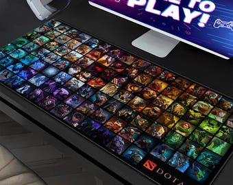 Dota 2 Characters Gaming Mouse Pad XXL, Dota 2 Heros portrait Gaming Desk Pad Large, Gamer Desk Mat Long, Gift For Gamer Friends, Dota Gift