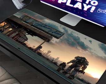 Fallout Gaming Mouse Pad XXL, Post-apocalyptic Gamer Desk Pad Large, Retrofuturism Gaming Desk Mat Oversize, Gamer Gift, Boyfriend Gift