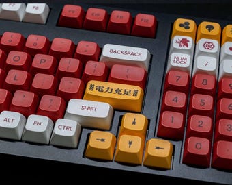 138 pcs Eva Unit-02 Keycap Set,XDA Profile,Artisan Keycaps For Cherry MX Gateron Kailh Razer Switch,Neon Genesis Evangelion Gaming Accessory