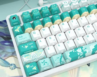 122 Pcs Barbatos Design Keycap Set, Cherry Profile, Artisan Keycap For Cherry MX Gateron Kailh Razer Switch, Genshin Impact Venti Gifts