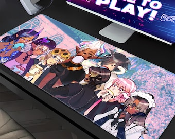 Pastel Anime Desk Mat | Mouse Pad | Cute Kawaii Desk Decor | Large Gaming Mousepad | Cozy Setup Accessories, Tiefling Elf Gift