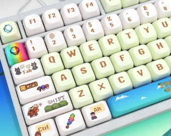 122 Pcs Stardew Valley Design Keycap Set, Mot Profile, Artisan Keycap For Cherry MX Gateron Kailh Razer Switch, Girl Gamer Keycaps