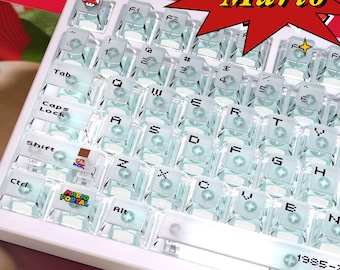 122 Pcs Mario Design Keycap Set, Cherry Profile, Artisan Keycap For Cherry MX Gateron Kailh Razer Switch, Vintage Keycaps