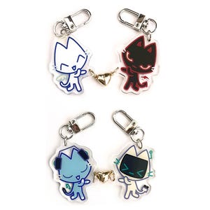 Cat Magnetic Heart Pair/Couple Keychain Charms