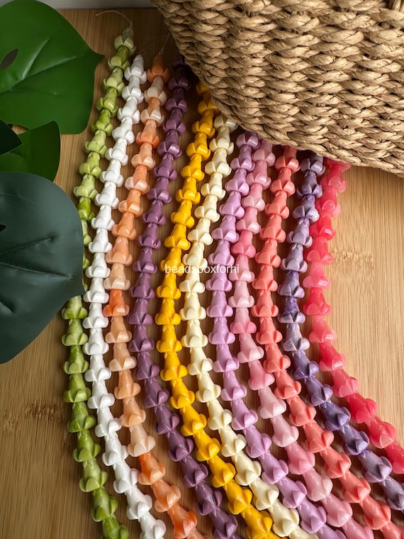 Hawaiian Puakenikeni Flower Beads, Resin & Coral Powder Colorful Puakenikeni Beads, Garland / Purse Lei / Car Lei Making, HK6
