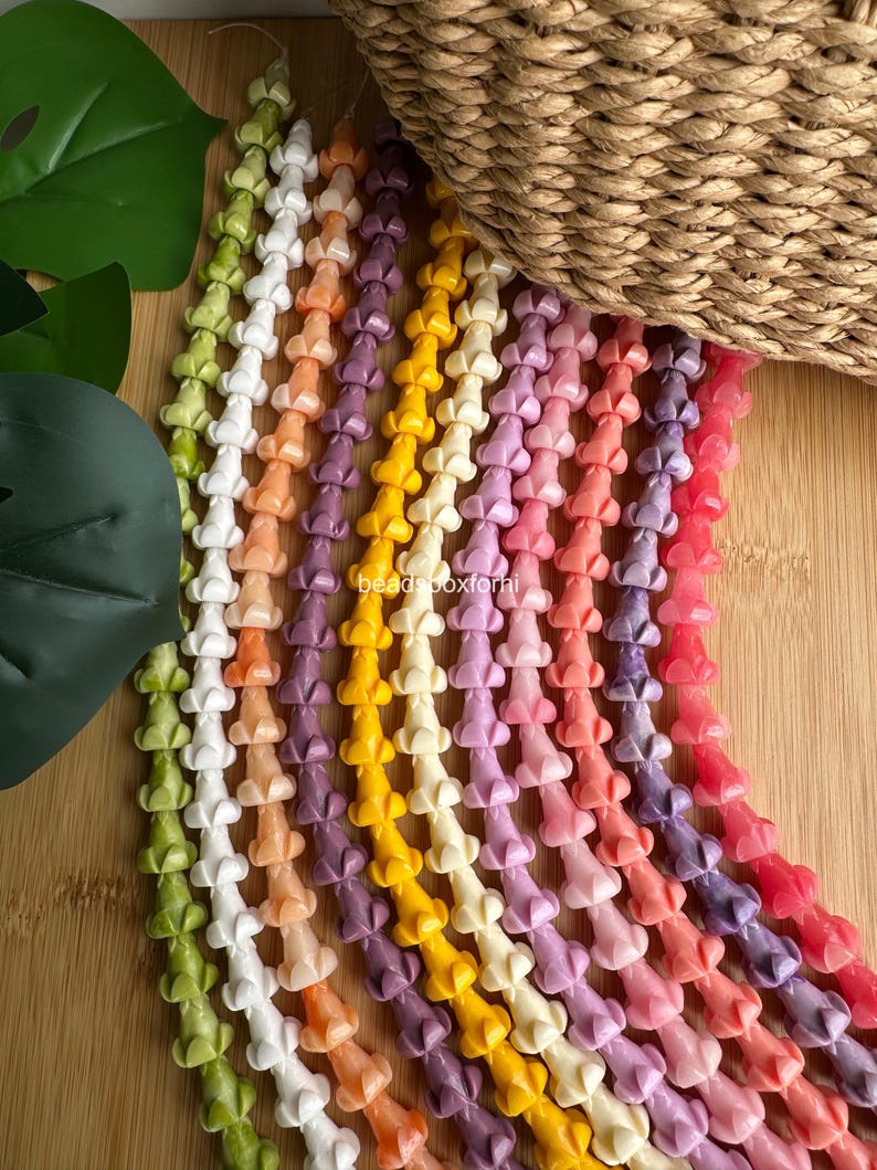 Hawaiian Puakenikeni Flower Beads, Resin & Coral Powder Colorful Puakenikeni Beads, Garland / Purse Lei / Car Lei Making, HK6 image 1