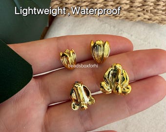 Lightweight Waterproof Gold Resin Pikake Beads, Gold Resin Crown Flower Beads, HK39