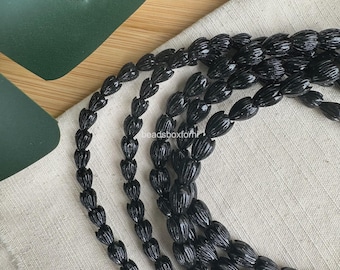 Black Pikake Beads, Resin & Coral Powder Hawaiian Pikake Beads, Black Jasmine Beads, 2 Sizes Optional, HK37
