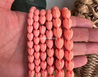 Coral Pink Pikake Beads, Resin & Coral Powder Hawaiian Pikake Beads, Pink Pikake Beads, Pink Jasmine Beads, 3 Sizes Optional, HK43