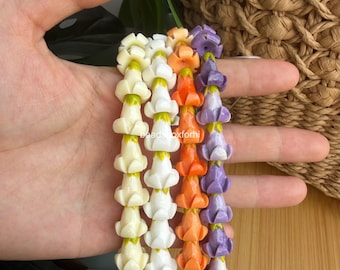 Hawaiian Puakenikeni Beads, Resin & Coral Powder Pakalana/ Puakenikeni Beads, Hawaii Lei Beads, Purse Lei / Car Lei Making, HK74