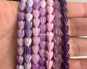 Small Purple Pikake Beads, Resin & Coral Powder Hawaiian Pikake Beads, Variegated Purple Pikake Beads, Variegated Purple Jasmine Beads, HK2